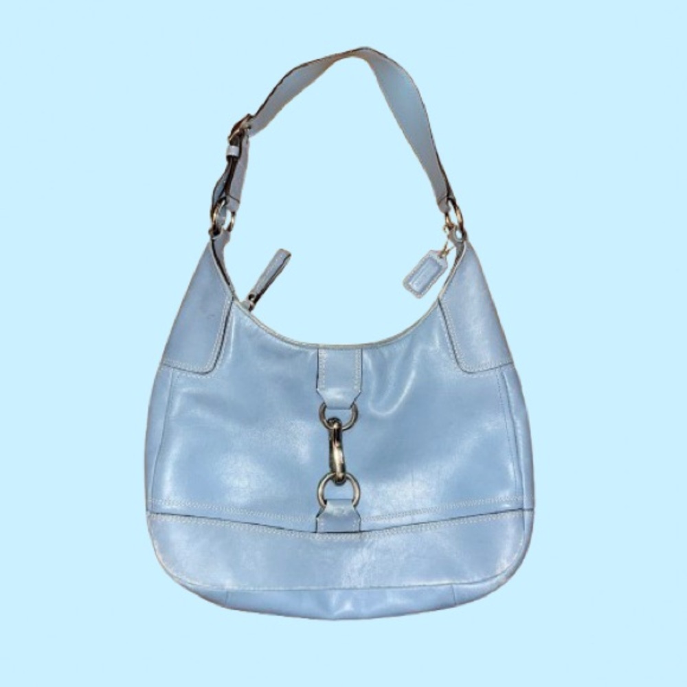 Vintage Coach Amber Hobo Leather Bag in Cornflower Blue